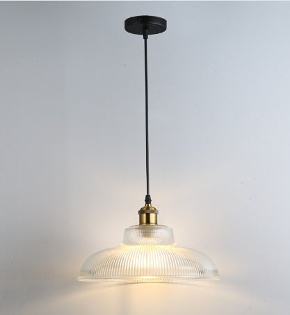 Vintage Gestreepte Glazen Hanglamp - StripeGleam Design