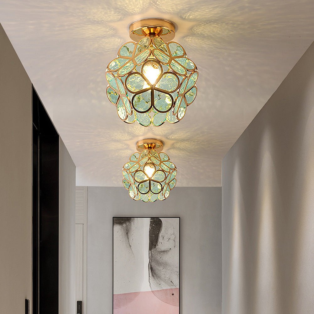 Plafondlamp in Bloemstijl | Elegant glazen vintage ontwerp