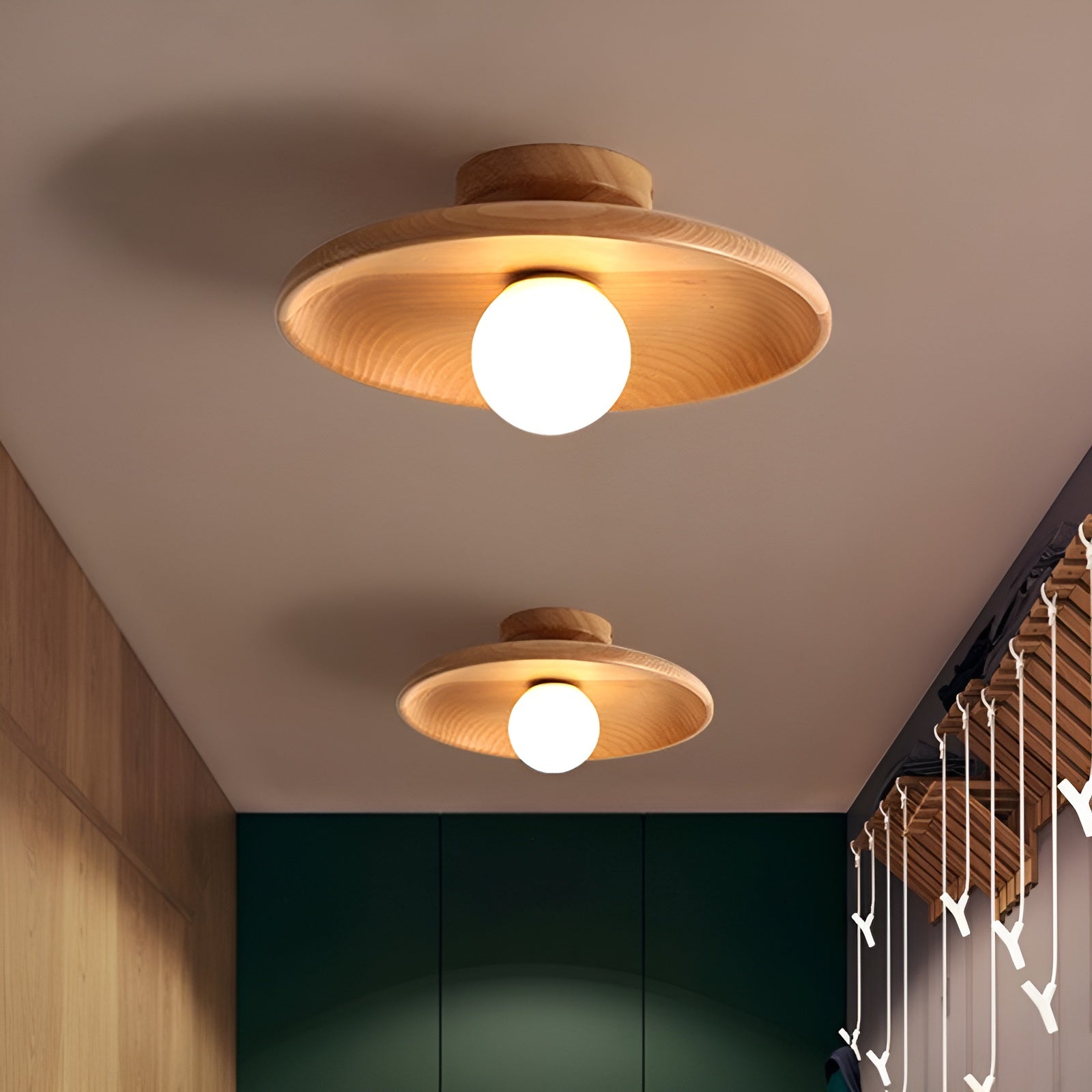 WoodBliss Light - Elegante Wabi Sabi Houten Plafondlamp