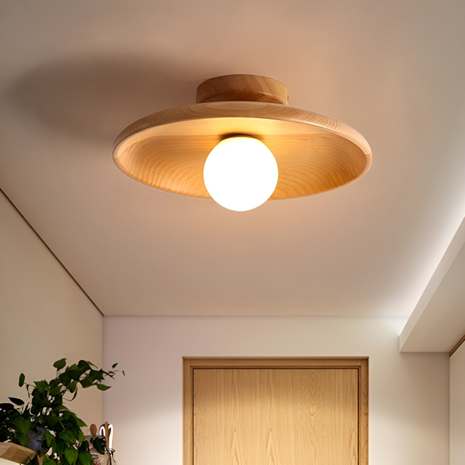 WoodBliss Light - Elegante Wabi Sabi Houten Plafondlamp