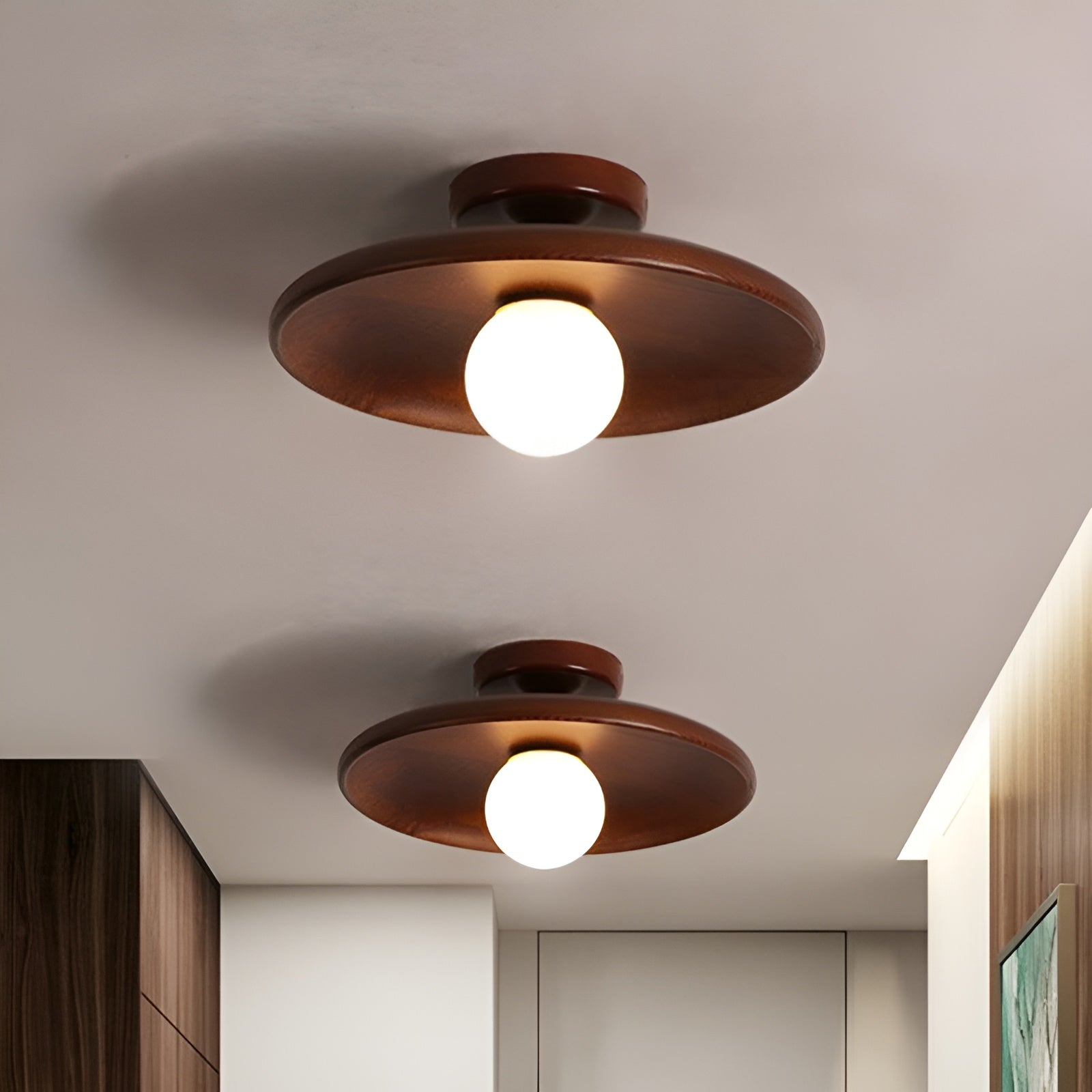 WoodBliss Light - Elegante Wabi Sabi Houten Plafondlamp