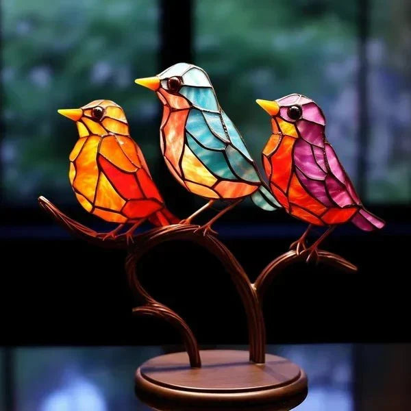Vogel decoraties | Luxe gekleurd glas - glas in lood