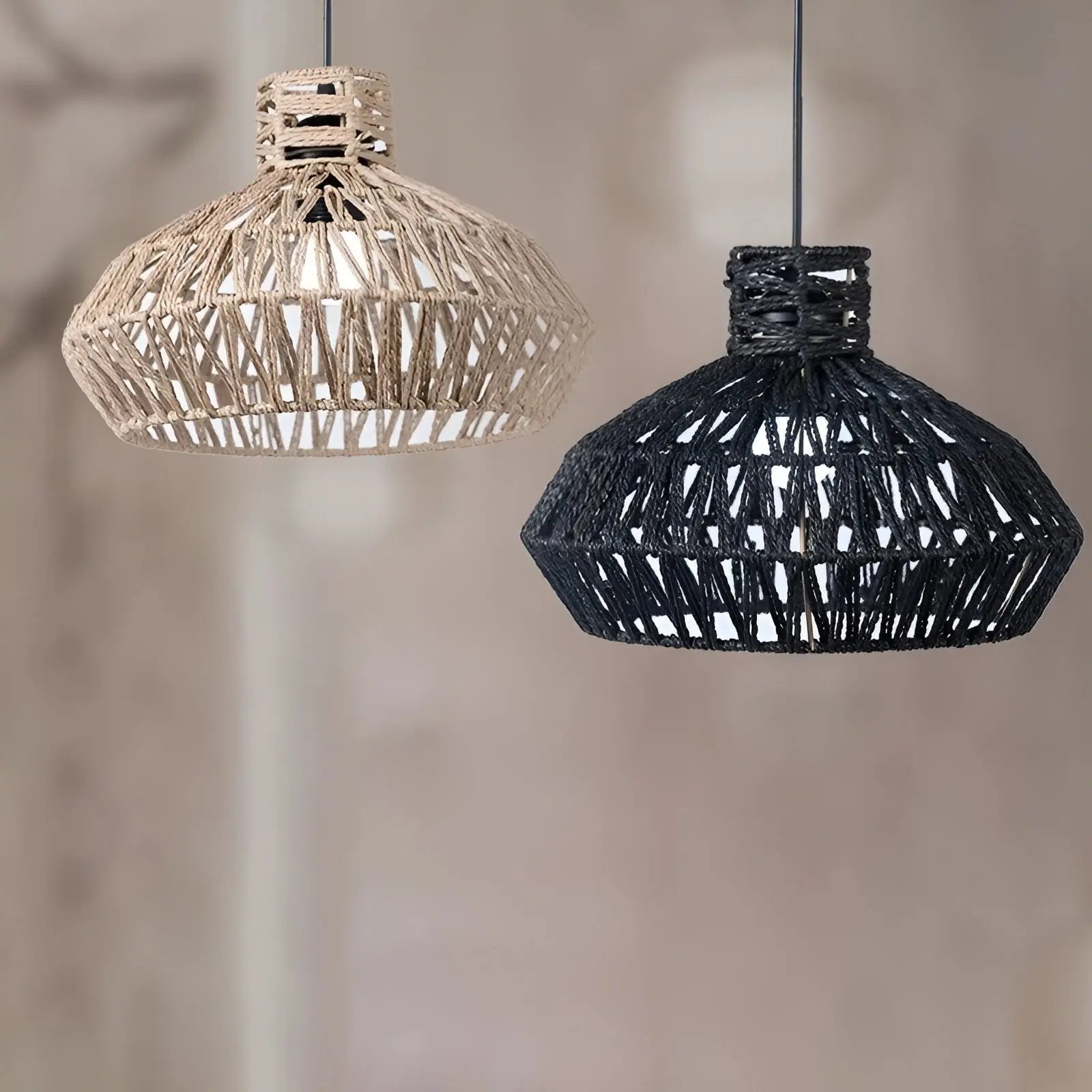 Vintage Rotan Lamp - Handgeweven Antieke Sfeerlicht