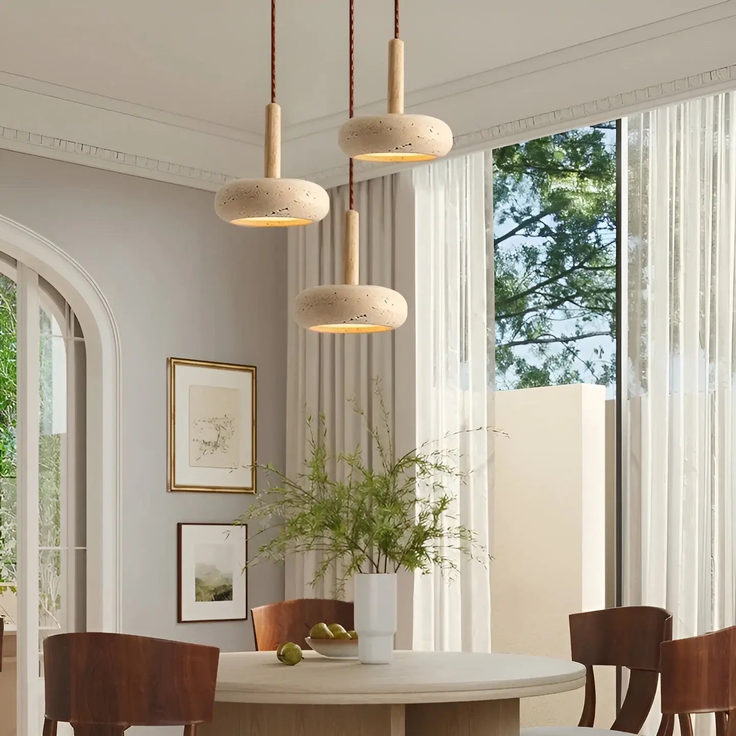 Retro Wabi Sabi LED Plafondlamp - HaloStone Travertijn