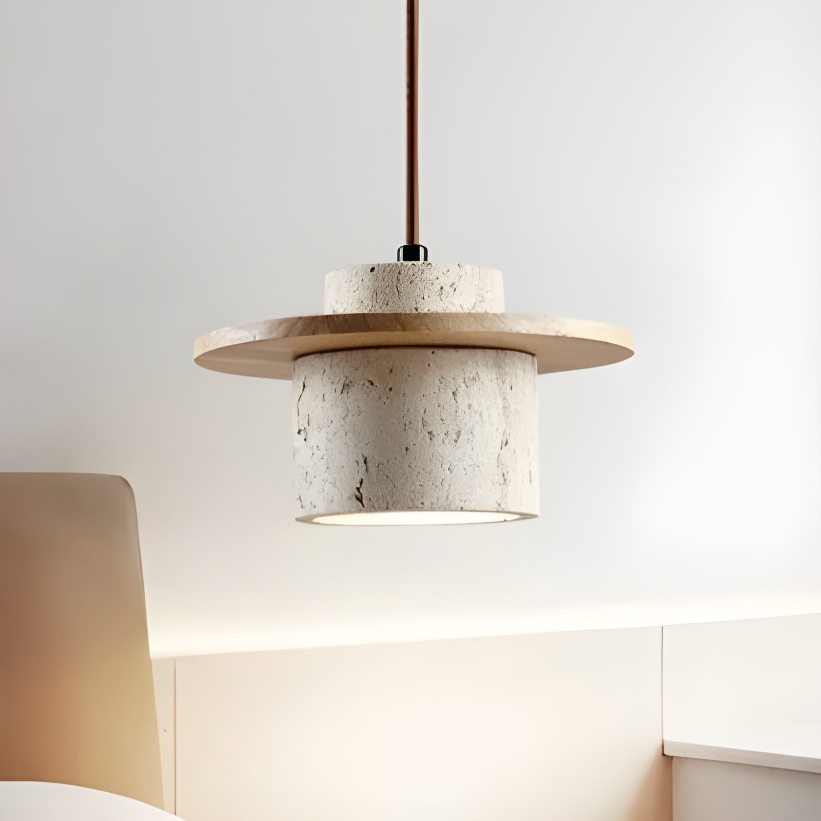 TravertGlow Wabi-Sabi Hanglamp - Natuurlijke Steenharmonie
