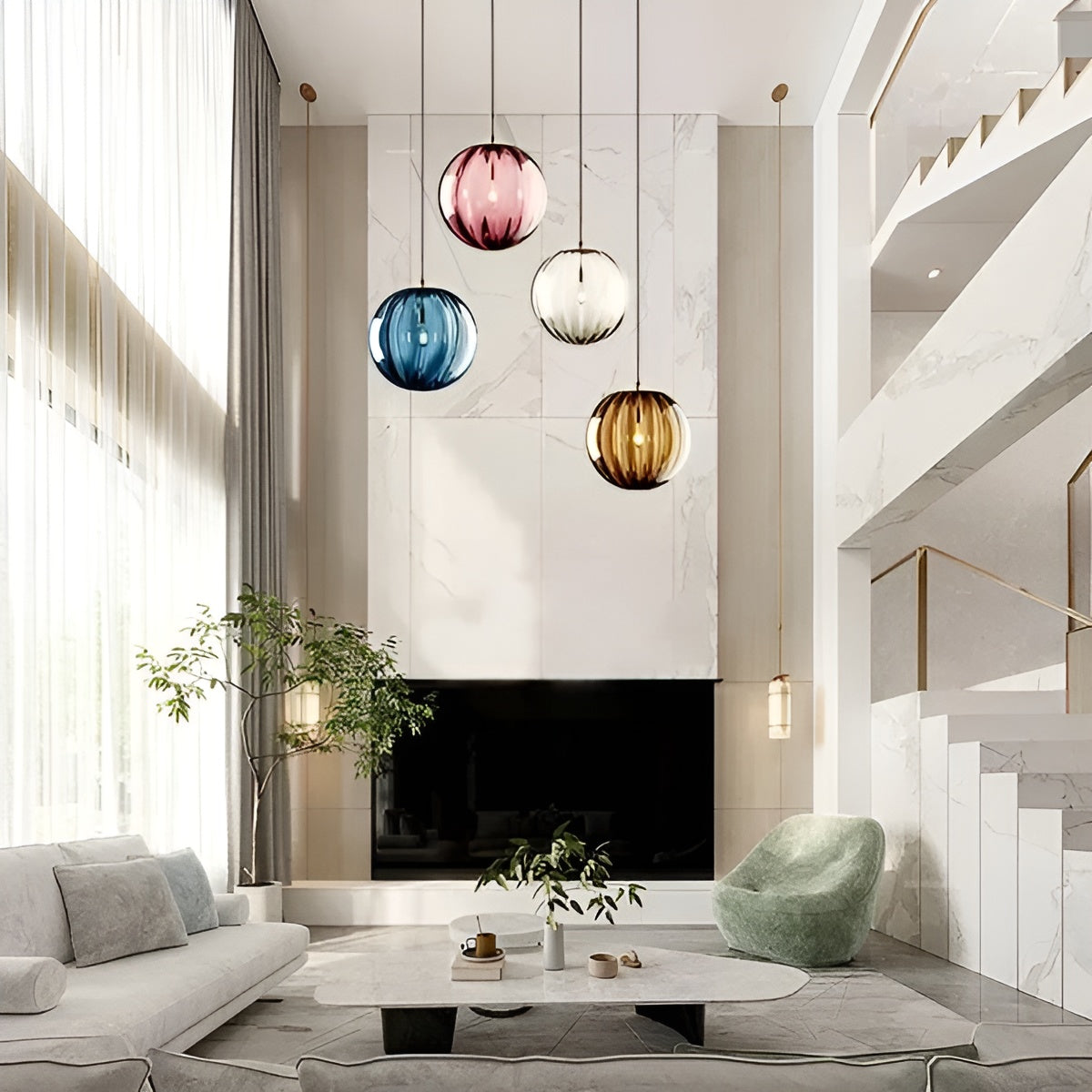 Scandinavische LED Hanglamp - Moderne Glazen Bol SphereBeam