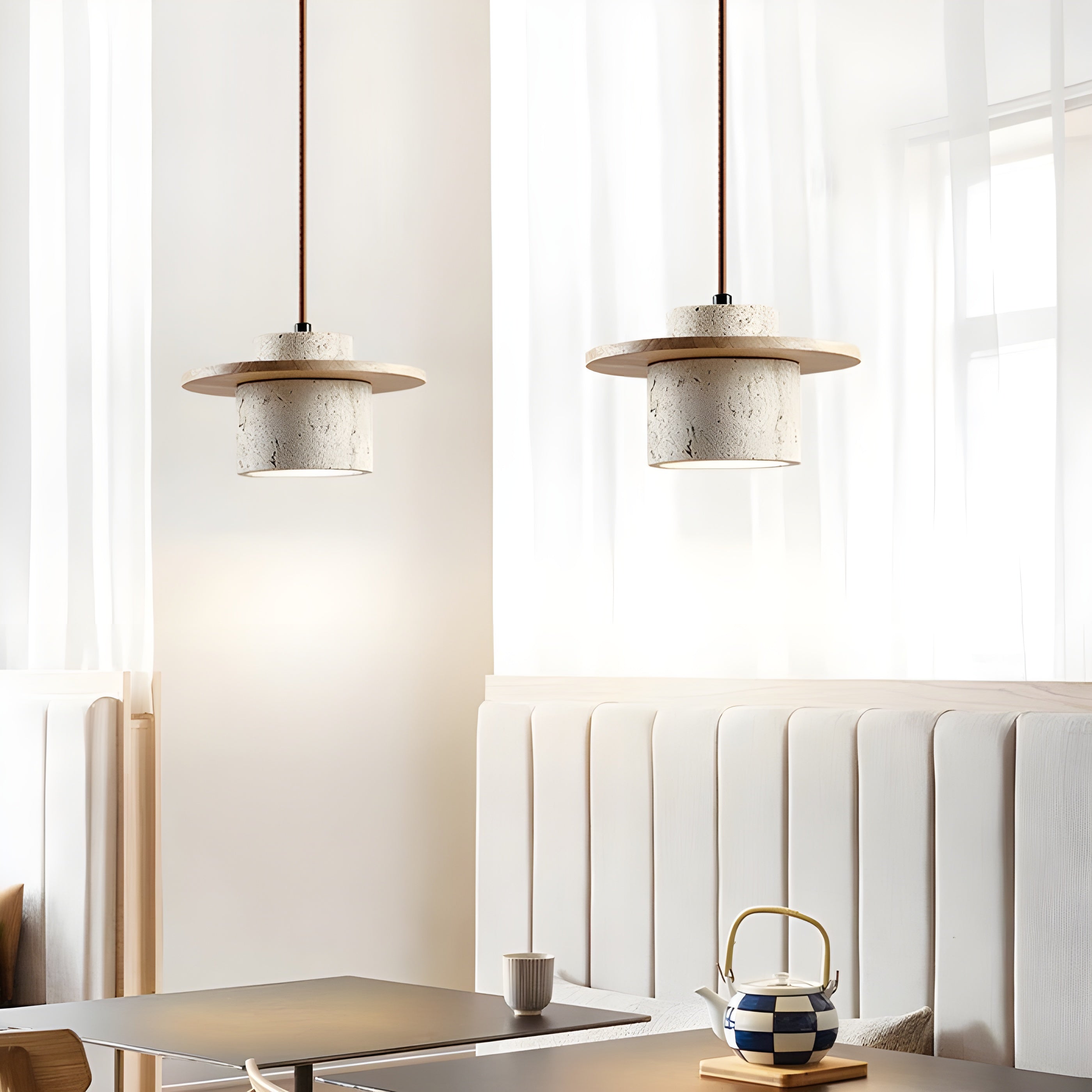 TravertGlow Wabi-Sabi Hanglamp - Natuurlijke Steenharmonie