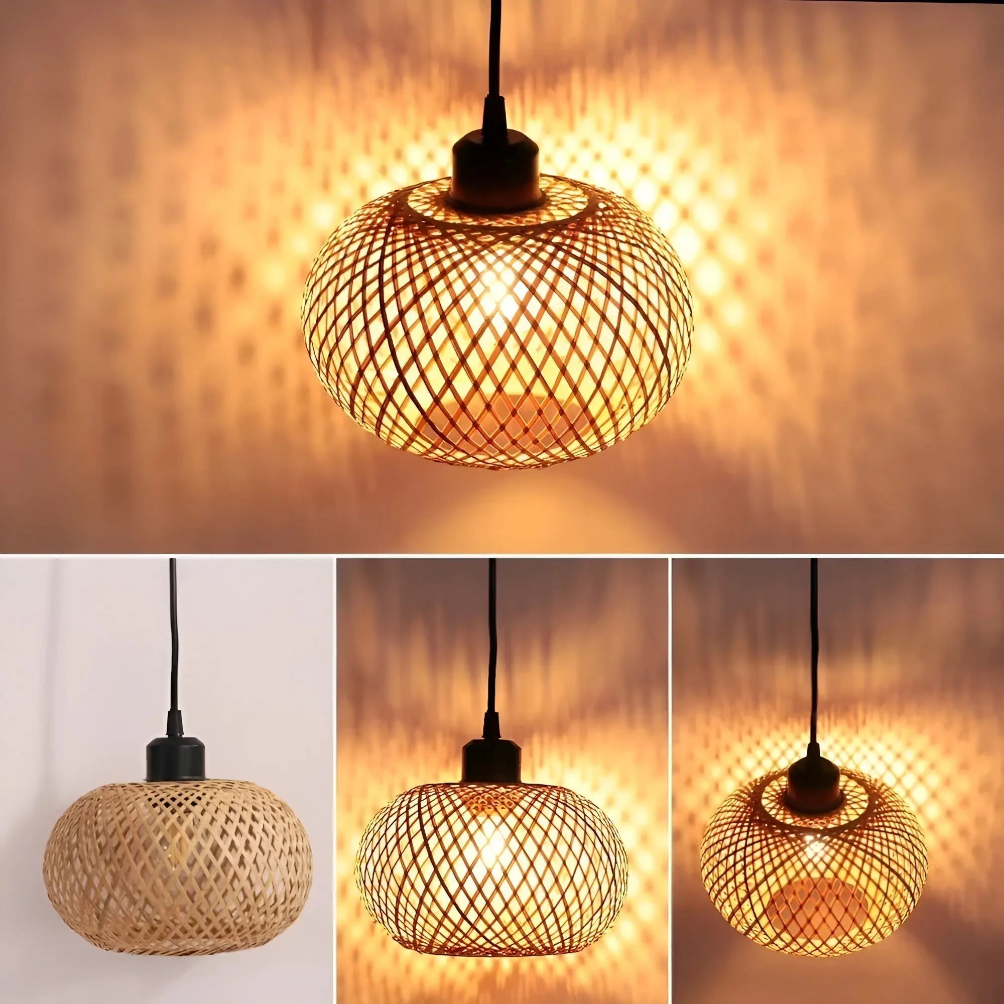 Elegante Rieten Kroonluchter - Handgemaakte Bamboe Plafondlamp