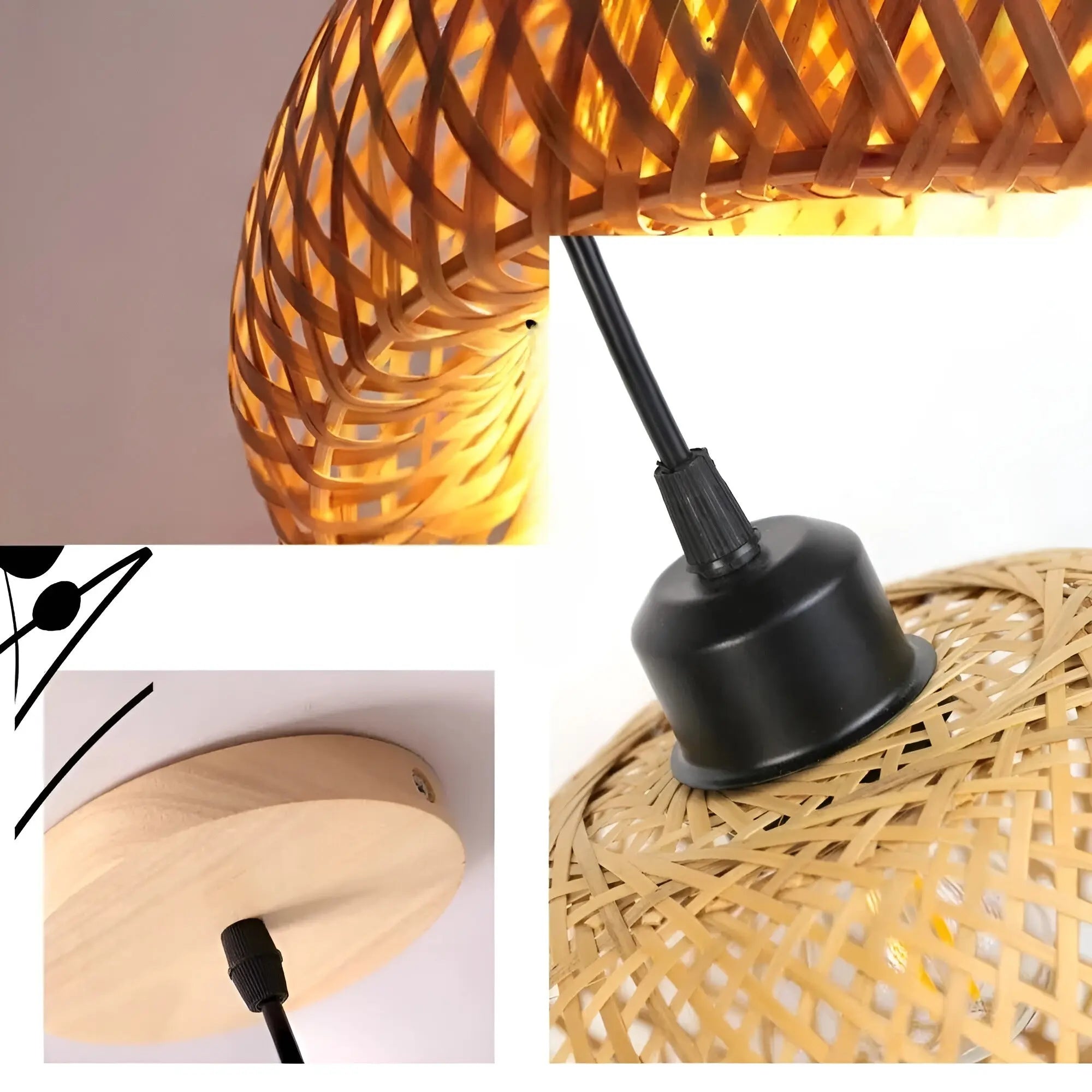 Elegante Rieten Kroonluchter - Handgemaakte Bamboe Plafondlamp