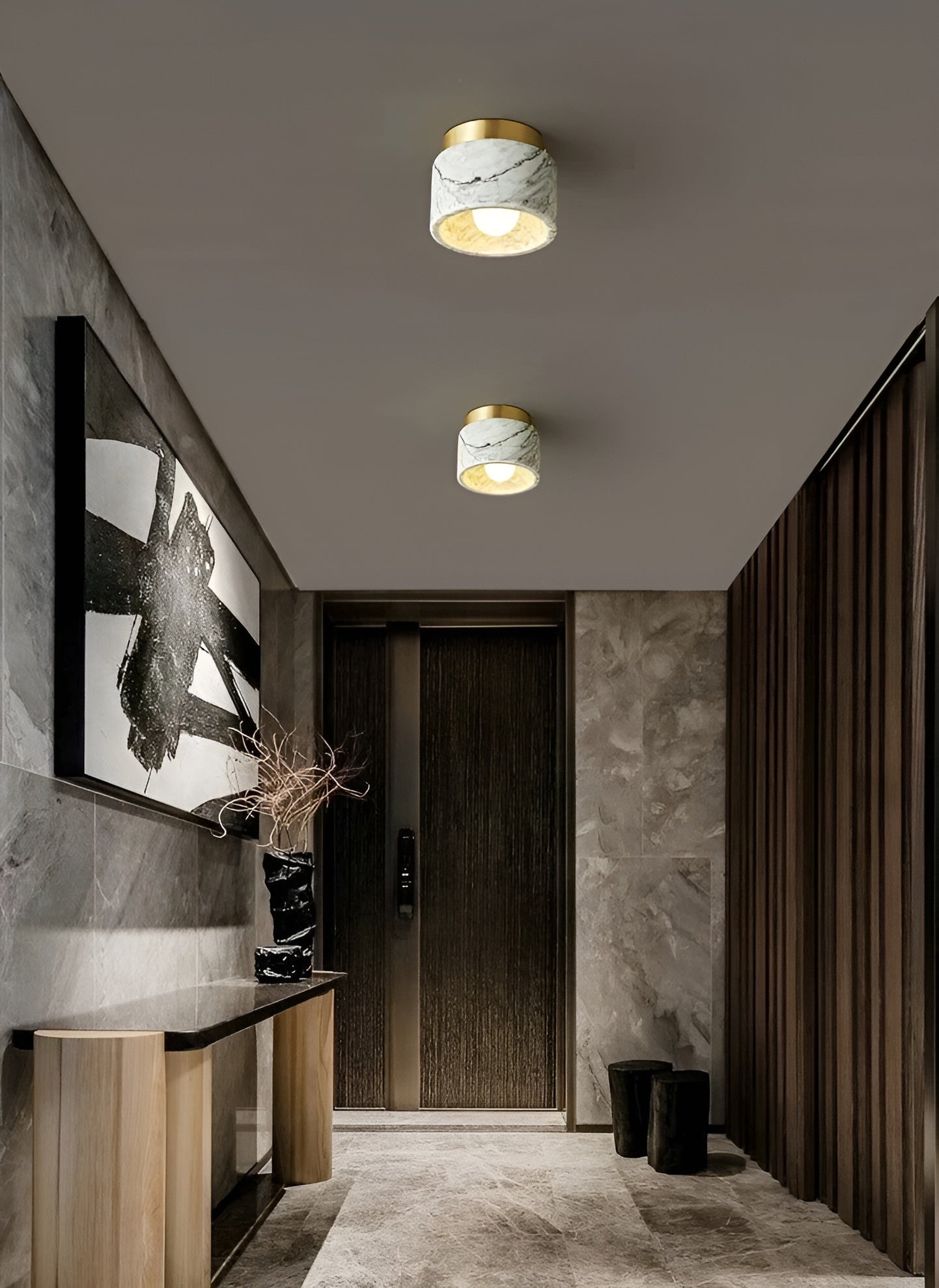 Elegante Italiaanse Marmeren Plafondlamp - MarbleLux Radiance