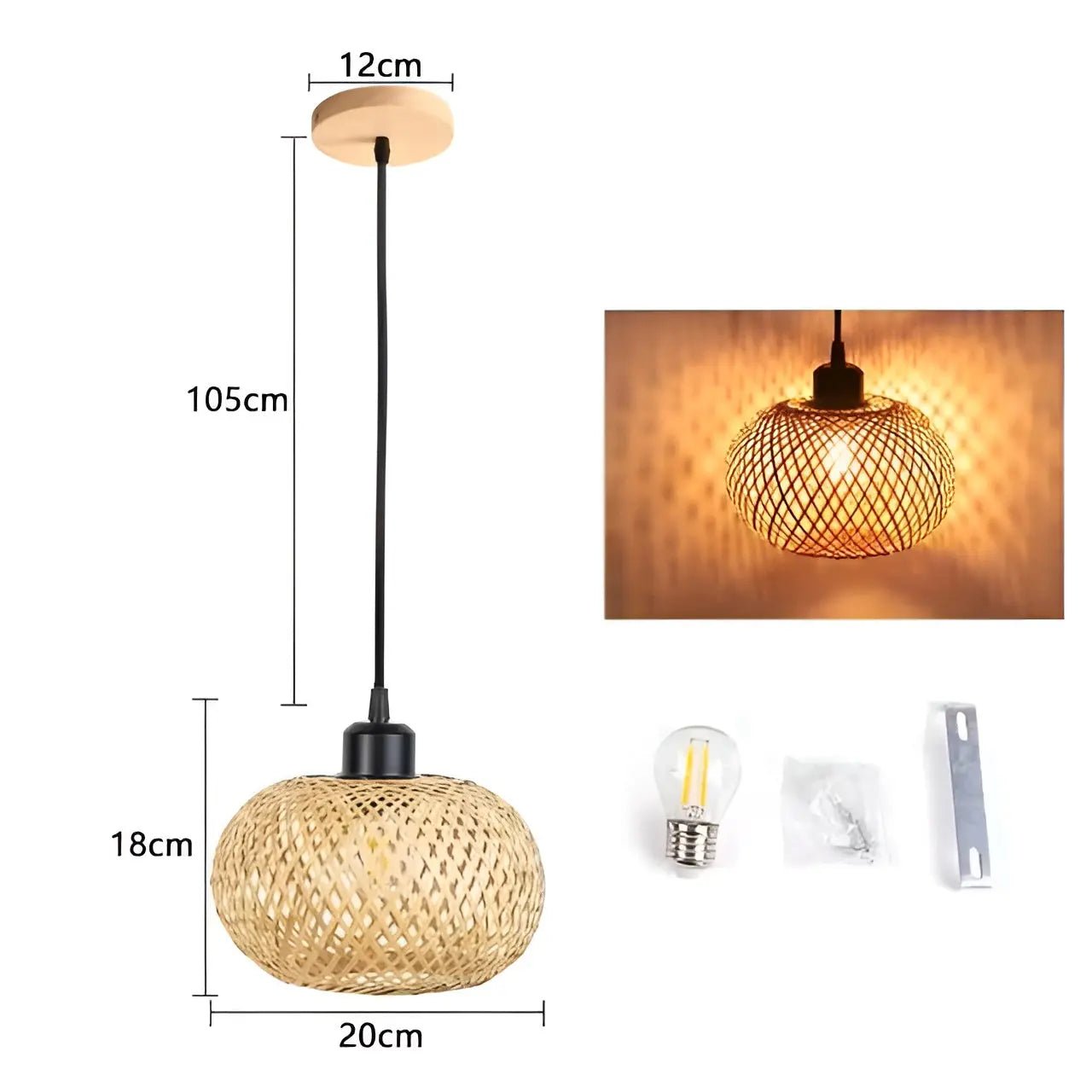 Elegante Rieten Kroonluchter - Handgemaakte Bamboe Plafondlamp