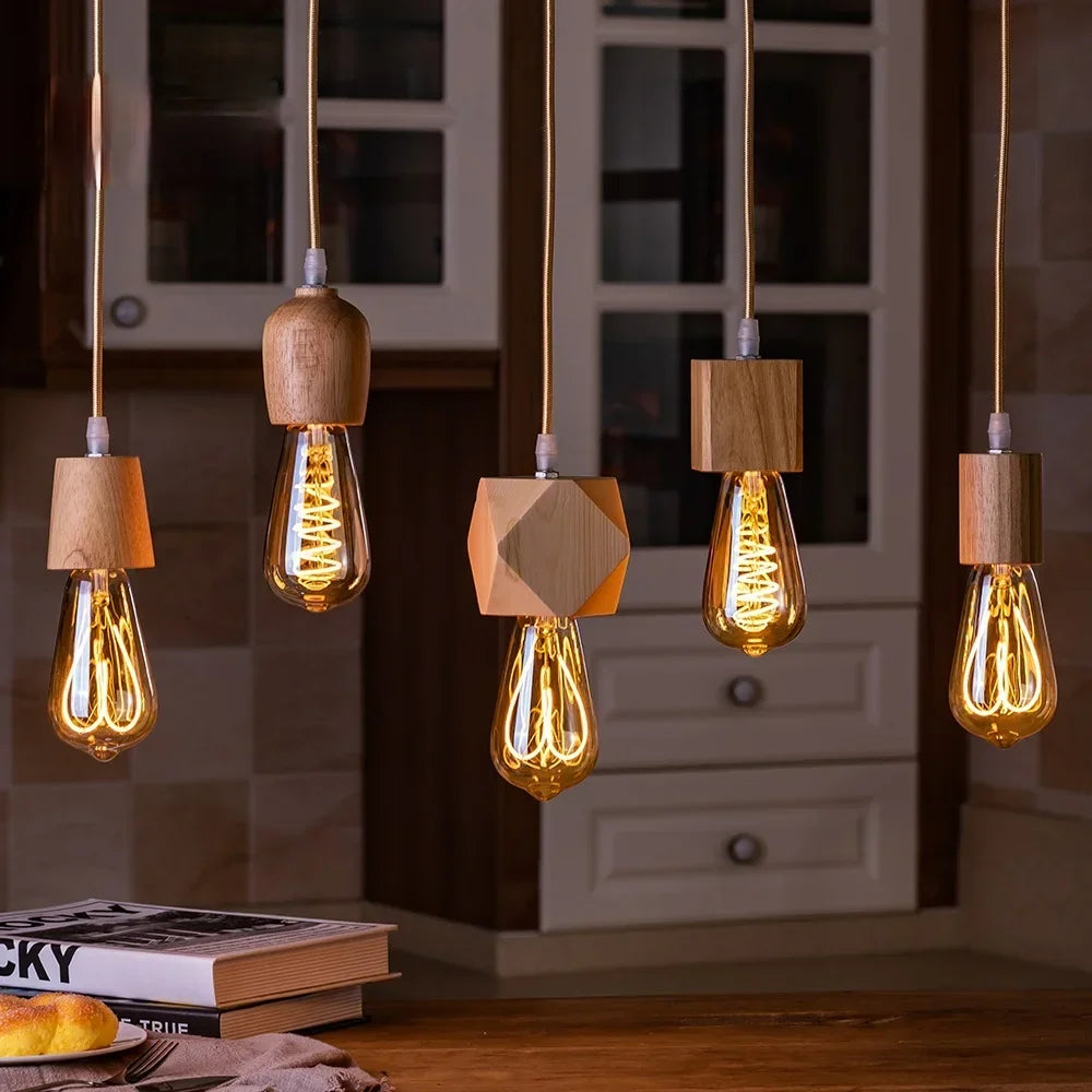 Elegante Italiaanse Houten Hanglamp – WoodGlow Light