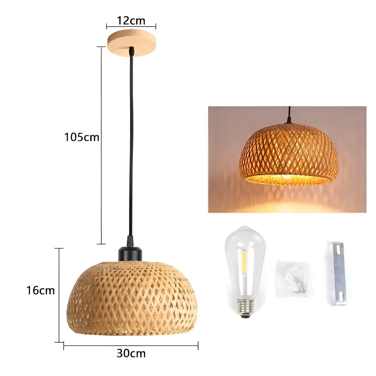 Elegante Rieten Kroonluchter - Handgemaakte Bamboe Plafondlamp