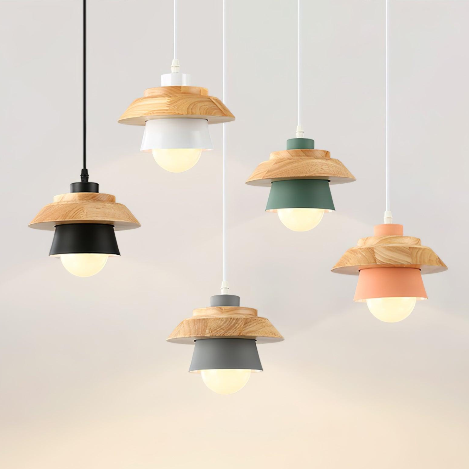 Stijlvolle NordicMacaron Houten Plafondlamp - Scandinavische Chic
