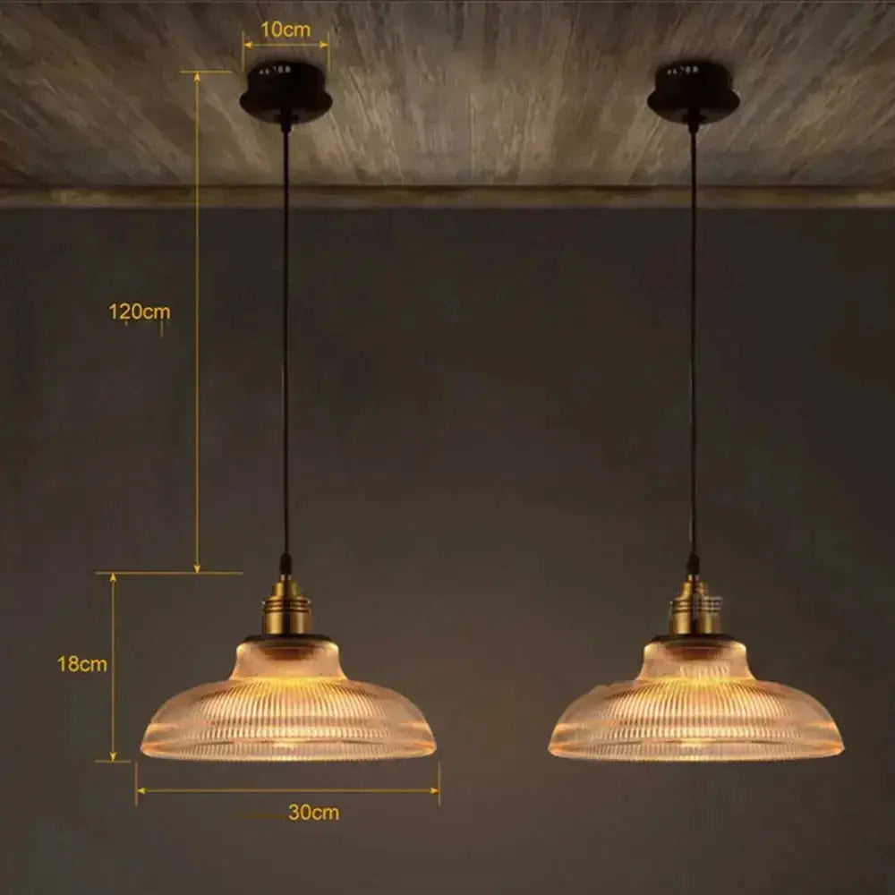 Vintage Gestreepte Glazen Hanglamp - StripeGleam Design
