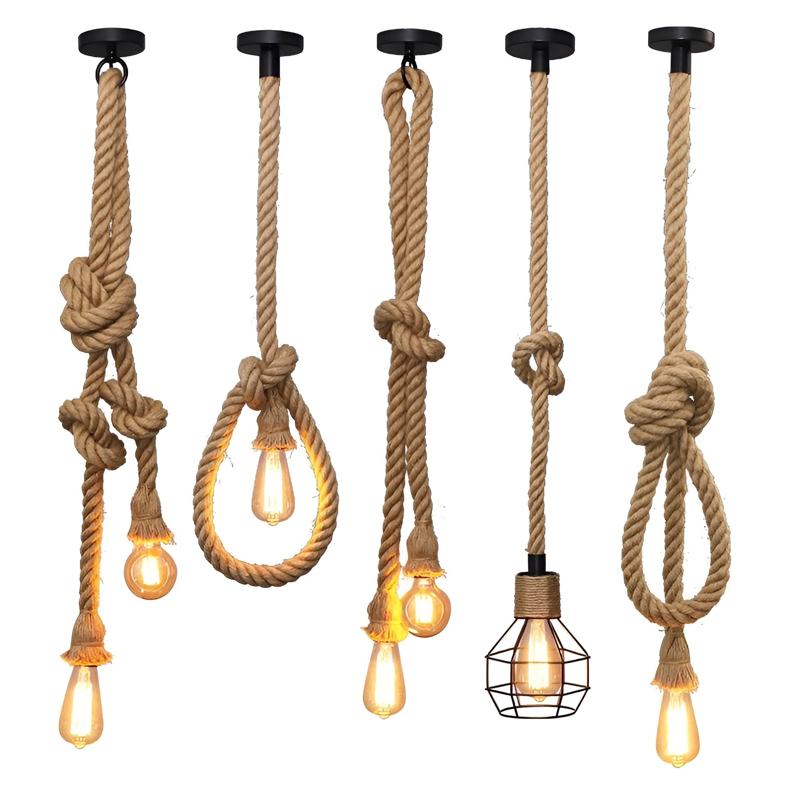 Elegante Vintage Touwlamp - Italiaanse Hanglamp met SparkleTwine