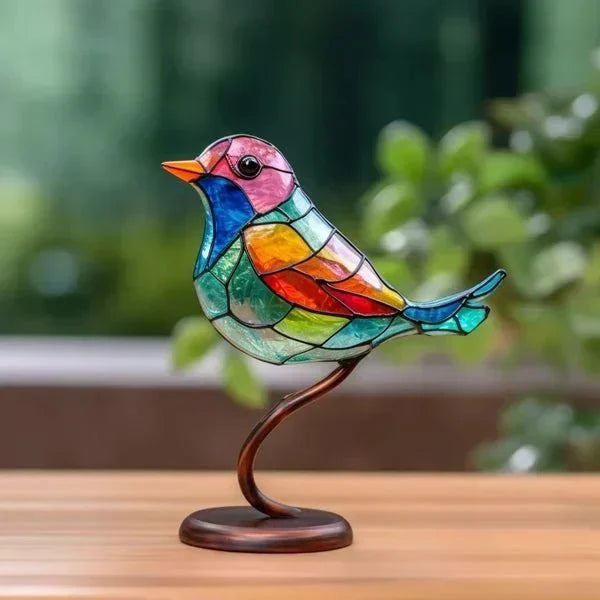 Vogel decoraties | Luxe gekleurd glas - glas in lood