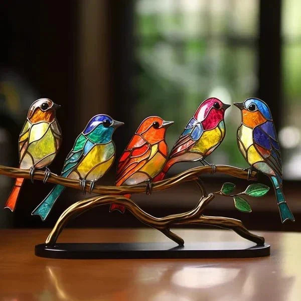 Vogel decoraties | Luxe gekleurd glas - glas in lood