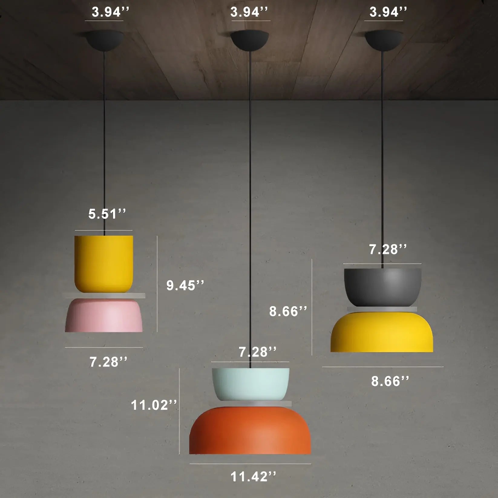 Stijlvolle Macaron LED Hanglamp - Kleurrijk en Elegant