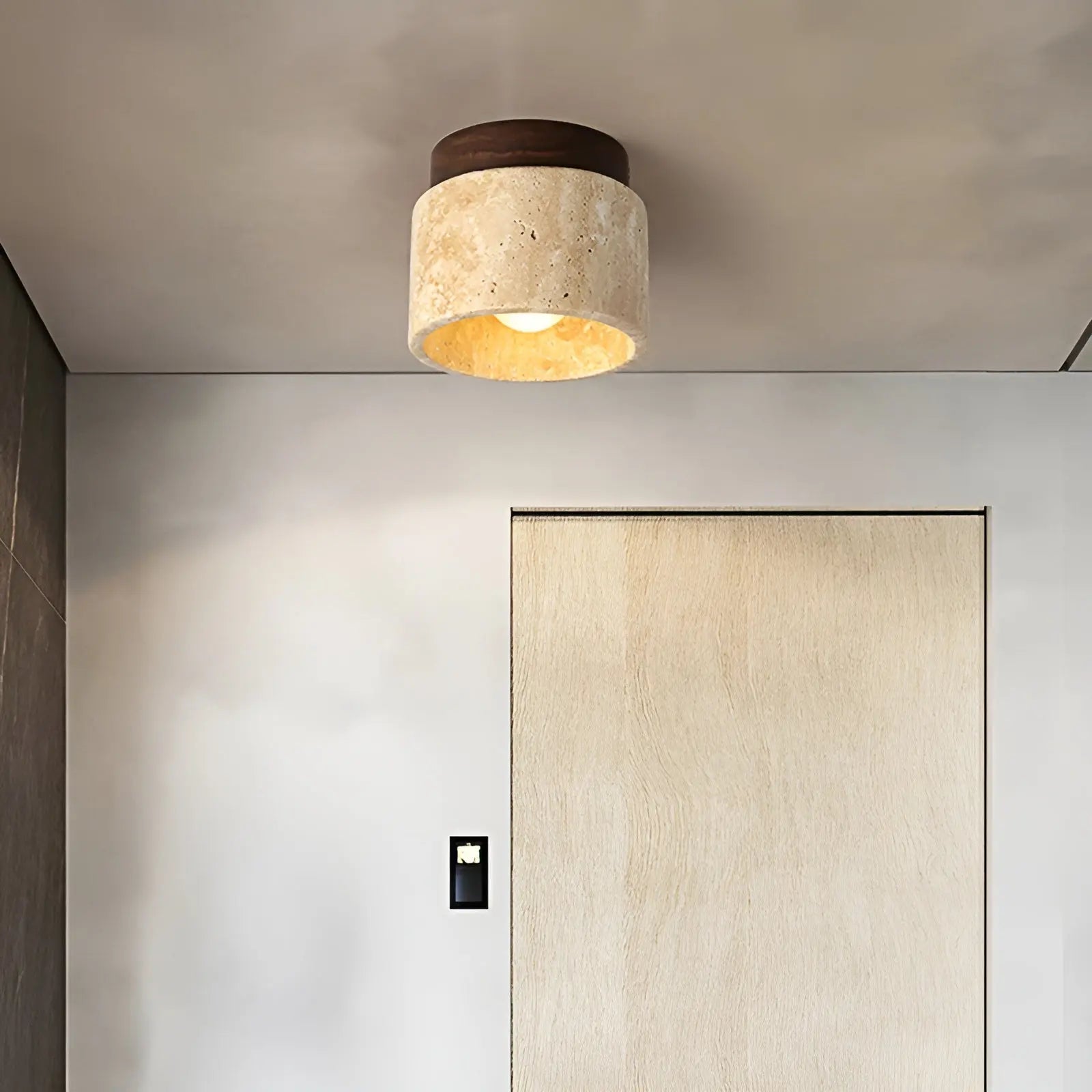 Elegante Wabi Sabi Gele Marmer Plafondlamp - LumiStone Glow